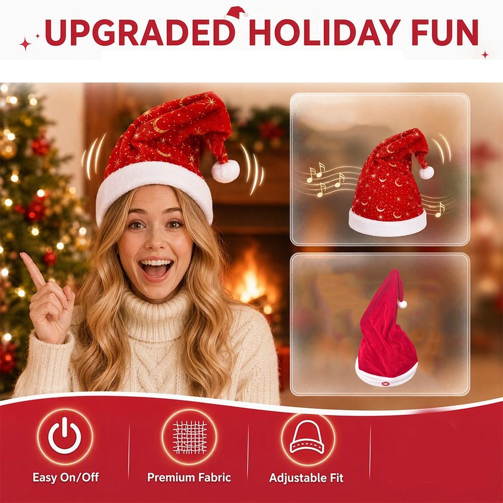 Santa Hat Plush - Electric Swing Dancing Christmas Hat Plush