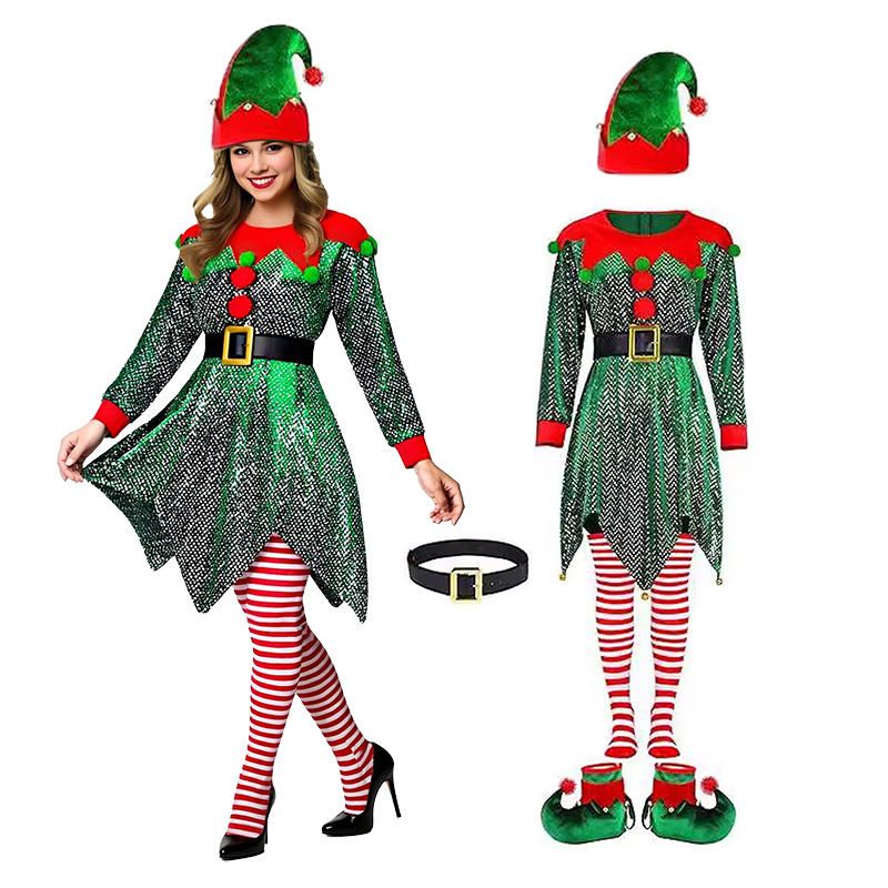 5Pcs Christmas Costumes Dress  - Elf Costume Christmas review and price